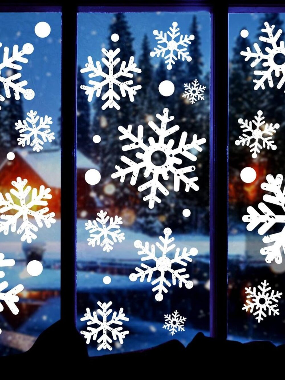 110 PCS Extra Large Snowflake Christmas Window Clings Decals for Glass Giant Whi